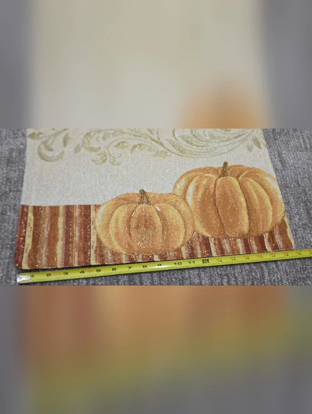 Set 4 Tapestry Placemats Fall Pumpkins Home Decor Dining Cottagecore Scrollwork